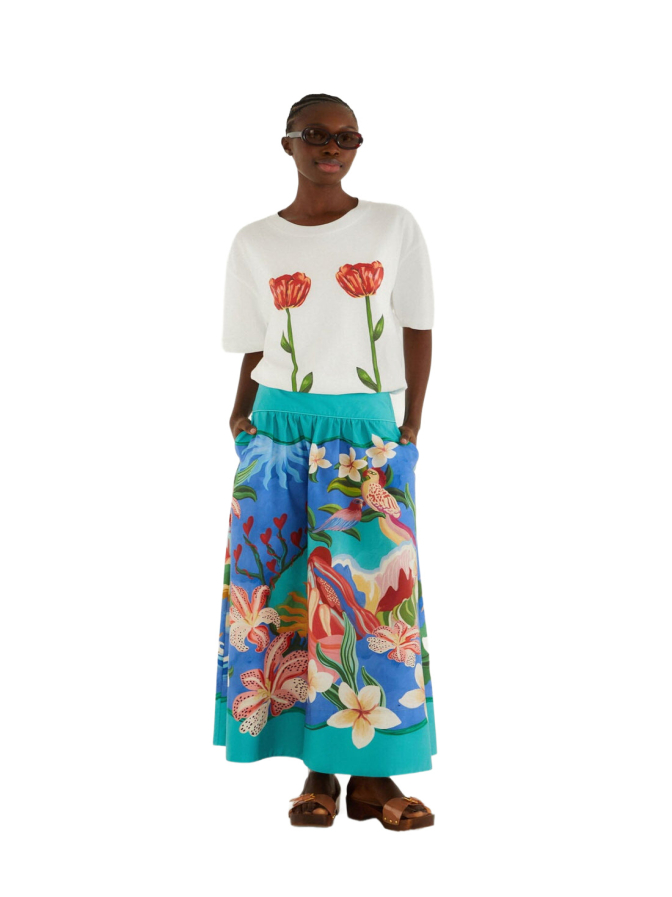 Farm Rio T-Shirt mit tropischen Rosen bei Robert Ley