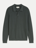 Tom Tailor Casual Langarm Strick-Poloshirt 40543-darkest olive melange bei Robert Ley