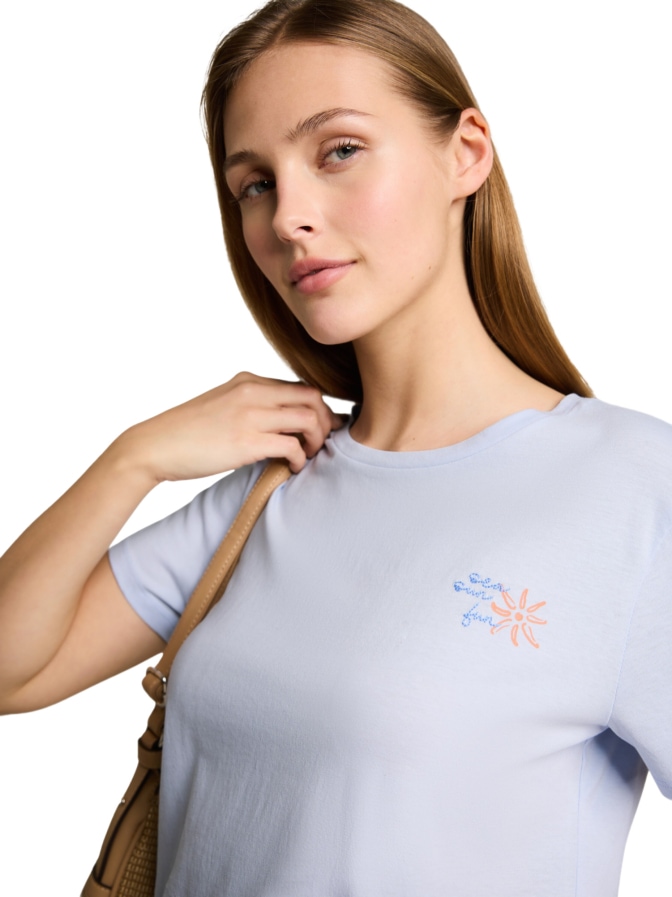 Tom Tailor Denim T-Shirt mit Stickerei auf der Brust bei Robert Ley