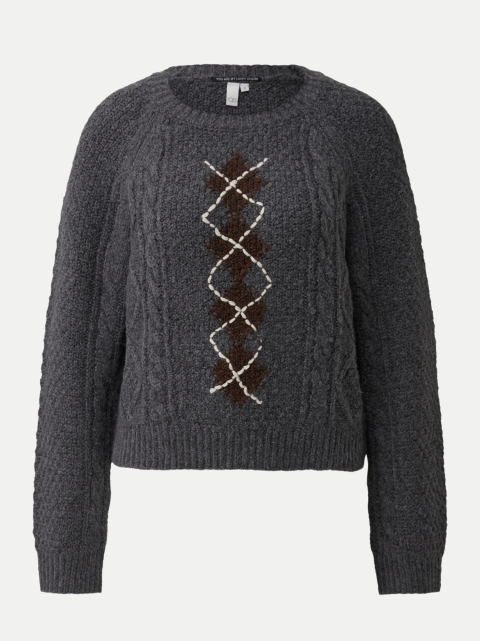 Q/S designed by Zopfstrickpulli mit Argyle-Detail bei Robert Ley