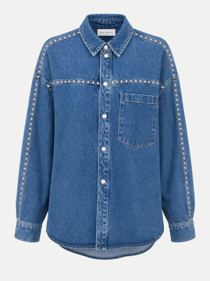 OH APRIL Jeansbluse Vivian mit Nieten-Details bei Robert Ley