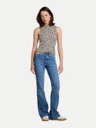 Tom Tailor Denim Ripp-Top mit Leo-Muster 40745-beige brown leo print bei Robert Ley