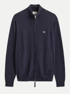 Gant Strickjacke aus Lambswool mit Reißverschluss 480-DARK NAVY MELANGE bei Robert Ley