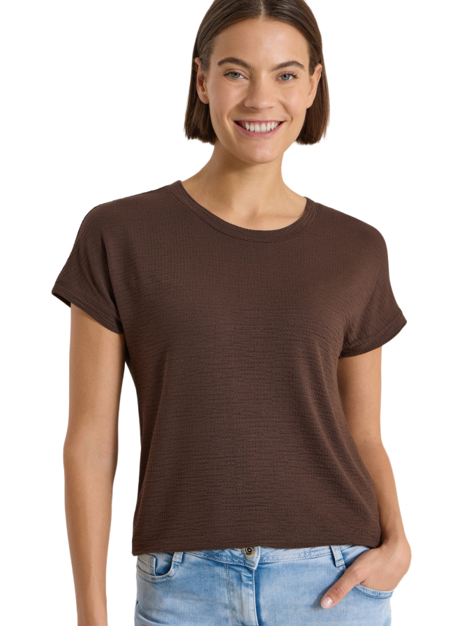 Cecil T-Shirt mit Rundhals und Struktur bei Robert Ley