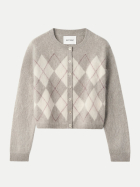 Soft Goat Kaschmir-Strickjacke mit Argyle-Muster greige bei Robert Ley