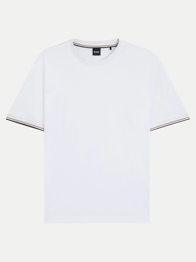 BOSS Black T-Shirt mit Signature-Streifen an den Bündchen bei Robert Ley
