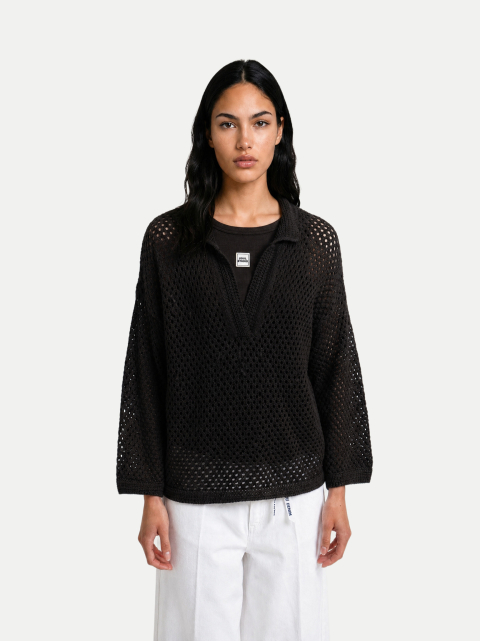 Smith & Soul Häkel- Pullover mit Polo- Kragen bei Robert Ley