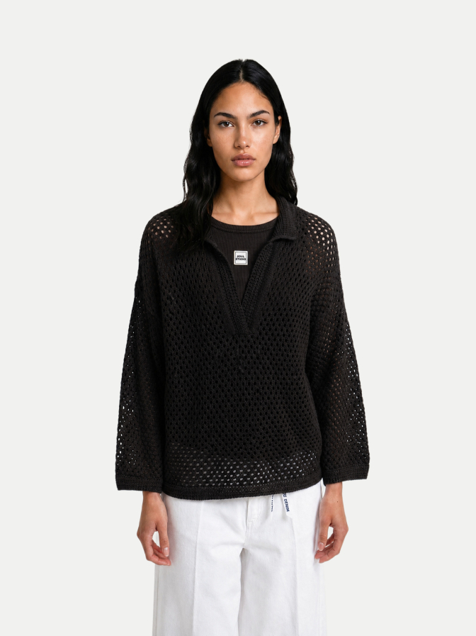 Smith & Soul Häkel- Pullover mit Polo- Kragen bei Robert Ley