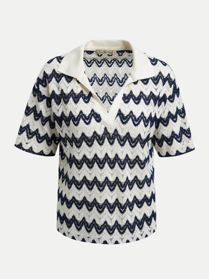 Smith & Soul BOXY CROPPED T-SHIRT CROCHET JERSEY bei Robert Ley
