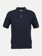FTC Cashmere Strickpolo mit Zopfmuster 0685 midnight bei Robert Ley