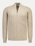 NZA New Zealand Auckland Zopfstrickpullover mit Troyer-Kragen 1153-TAN SAND bei Robert Ley