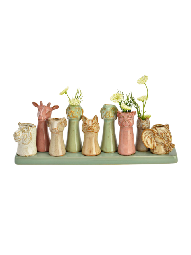G.WURM >Vase Tierköpfe auf Tablett  30x10x6 bei Robert Ley