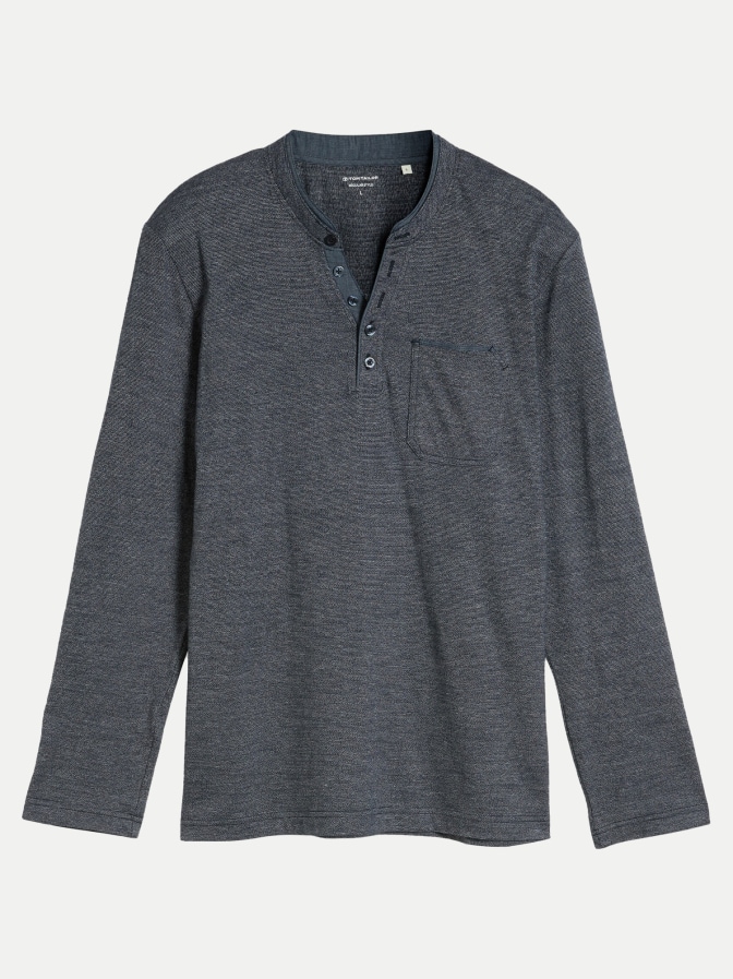 Tom Tailor Casual Langarmshirt Serafino mit Brusttasche bei Robert Ley