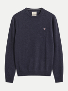 Gant Rundhalspullover aus Lambswool 480-DARK NAVY MELANGE bei Robert Ley