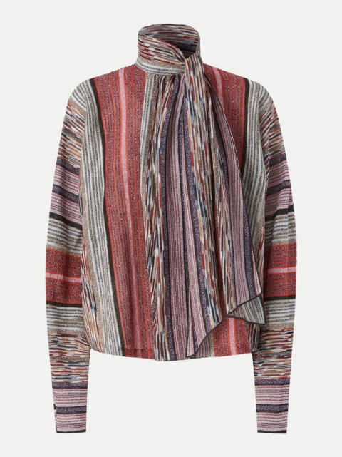 MISSONI Lamé-Viskosebluse mit Schalkragen bei Robert Ley