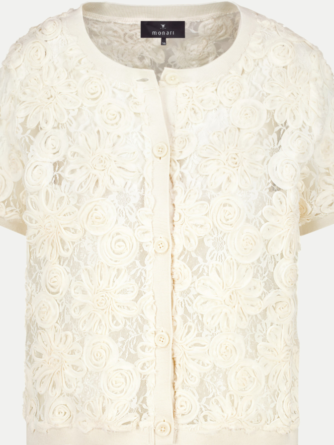 Monari Strickjacke mit floralem Spitzenmuster bei Robert Ley