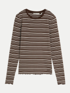 Tom Tailor Denim Basic Langarmshirt 40617-brown white irregular stripe bei Robert Ley