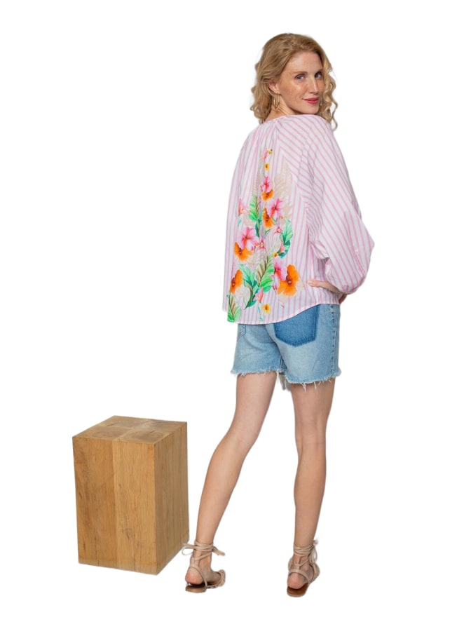 Emily Van Den Bergh Streifenbluse mit Flower-Print bei Robert Ley