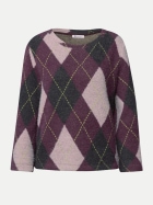 Street One Pullover mit 3/4 Arm und Argylemuster 38310-berry plum bei Robert Ley