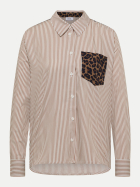 Cecil Gestreifte Bluse mit Leo-Brusttasche 27766-creamy mocha bei Robert Ley