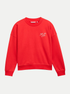 Tom Tailor Denim Sweatshirt mit Glitzerschrift 12880-brilliant red bei Robert Ley
