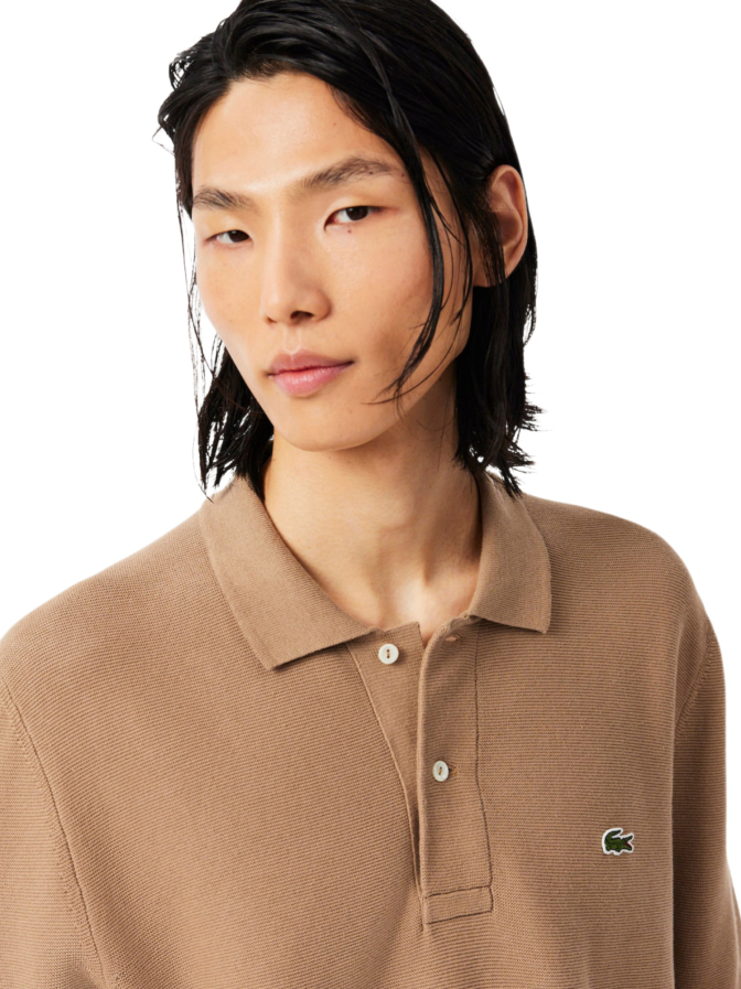 Lacoste Polohemd aus Strick mit langen Ärmeln bei Robert Ley