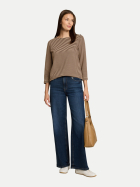 Tom Tailor Casual Langarmshirt mit Knopf-Details 41168-dark brown beige stripe bei Robert Ley