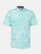 s.Oliver RED LABEL Kurzarm-Hemd mit All-over-Print 66A3-BLUE GREEN bei Robert Ley