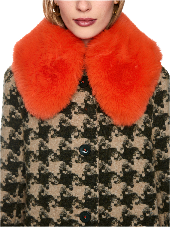 Marc Cain Hahnentritt-Mantel mit Fake-Fur-Kragen bei Robert Ley
