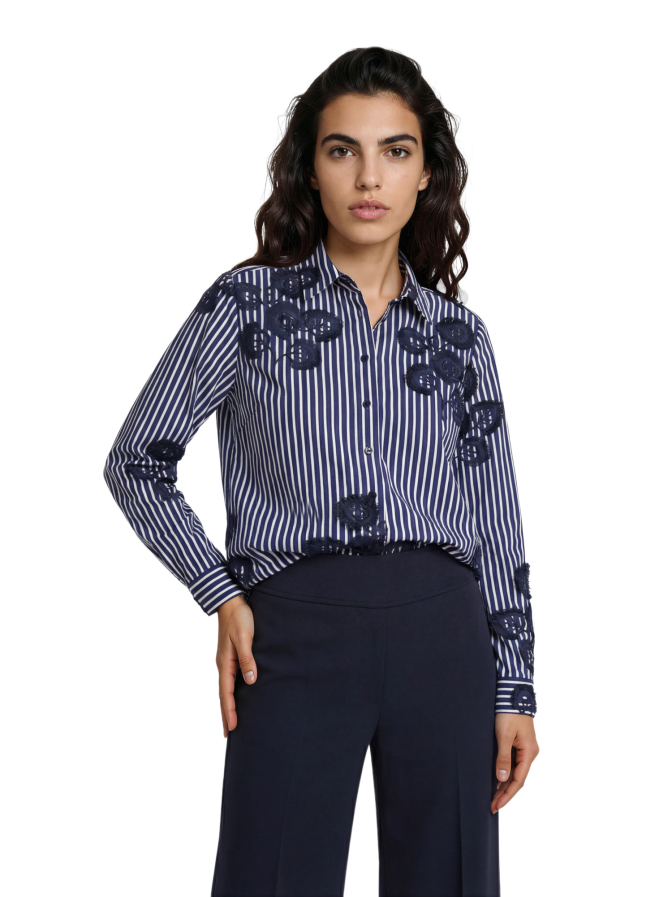 Milano Italy Hemdbluse mit Blumen-Bestickung bei Robert Ley