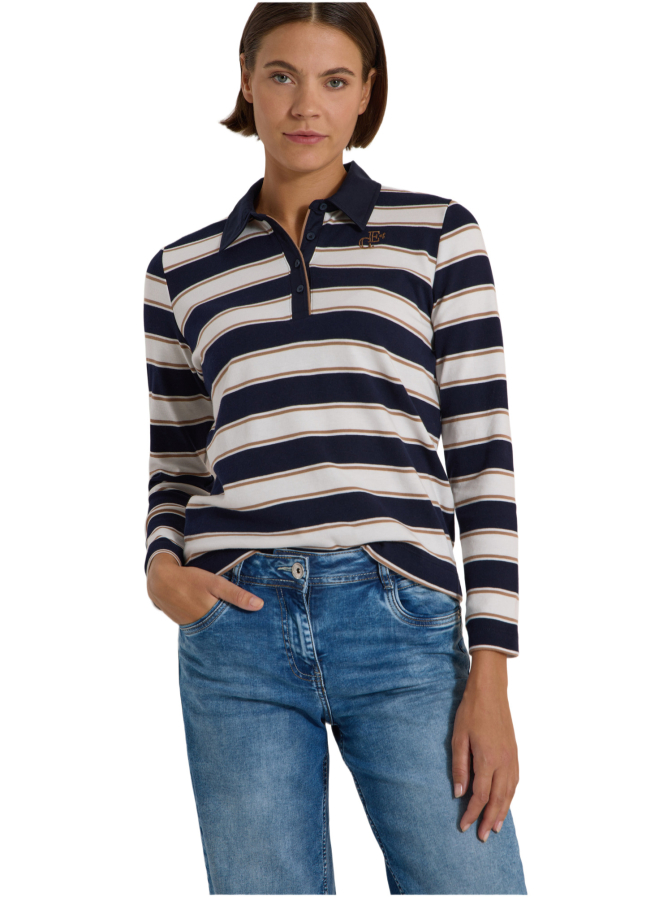 Cecil Langarm Poloshirt mit Knöpfen bei Robert Ley