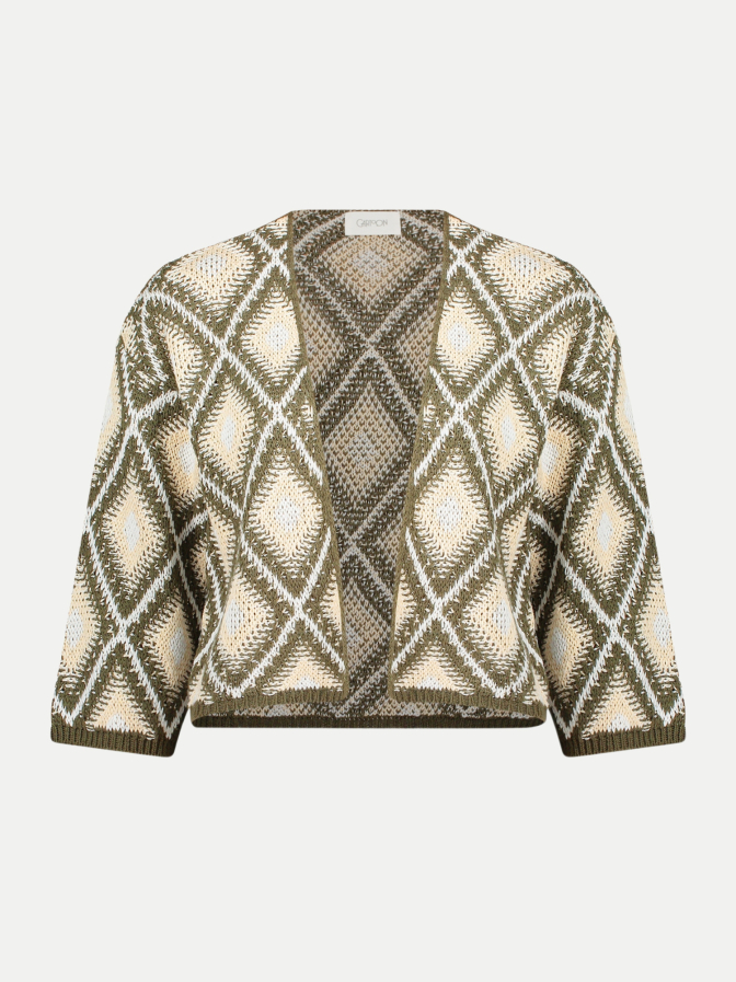 Cartoon Strickjacke mit Karo-Muster bei Robert Ley