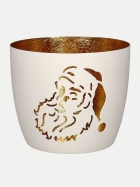 Giftcompany Windlicht Madras mit Motiv H: 8,5cm weiss/gold Weihnachtsmann bei Robert Ley