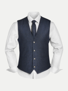Prince Bowtie Vintage-Outfit mit Weste, Krawatte & Einstecktuch in Wollmischung 3900-MARINE bei Robert Ley