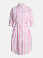 JOOP! JEANS Gestreiftes Hemdblusenkleid 697-Open Pink 697 bei Robert Ley