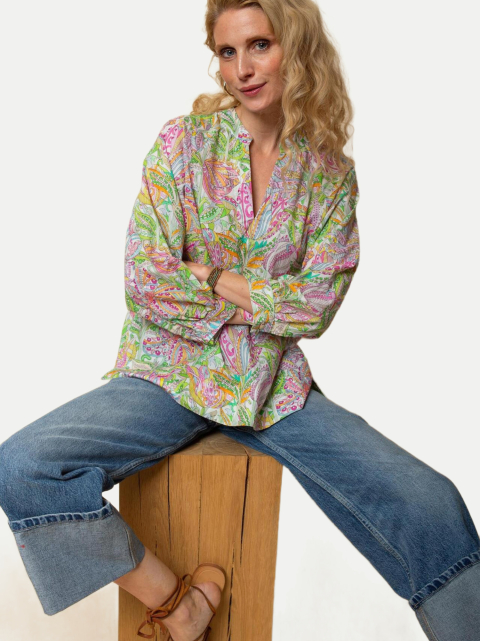Emily Van Den Bergh Tunika Bluse mit Allover-Print bei Robert Ley