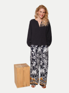 Emily Van Den Bergh Weite Hose mit Palmenprint 990-black ecru bei Robert Ley