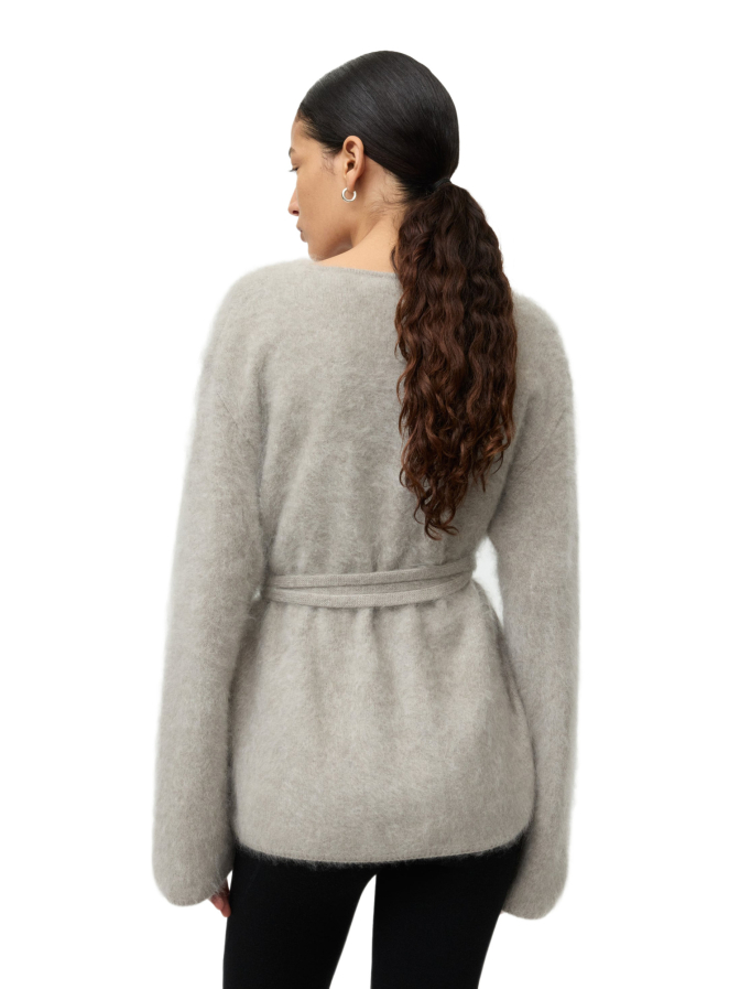 Soft Goat Gebürstete Kaschmir-Strickjacke mit Gürtel bei Robert Ley