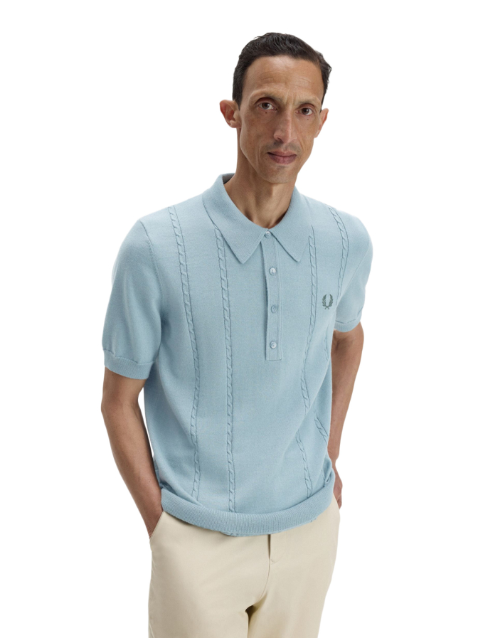 FRED PERRY Strickpolo mit Zopfmuster bei Robert Ley