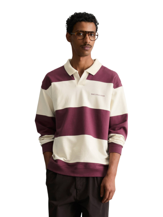 Marc O'Polo DENIM Polo-Sweatshirt mit Blockstreifen bei Robert Ley