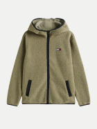 Tommy Jeans Badge Hoodie mit Reißverschluss M1L-GREEN bei Robert Ley