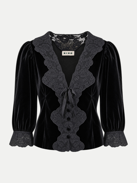 Rixo Samt-Jacke Ursula mit Spitzen Details bei Robert Ley
