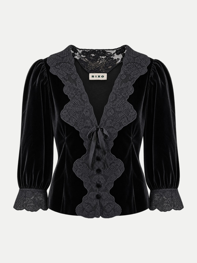 Rixo Samt-Jacke Ursula mit Spitzen Details bei Robert Ley