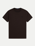 Fred Perry T-Shirt mit Doppelstreifen 86c-richbrown/black bei Robert Ley