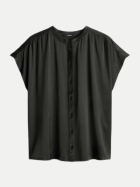 someday Jerseyshirt Koralie detail im Materialmix 30044-midnight olive bei Robert Ley