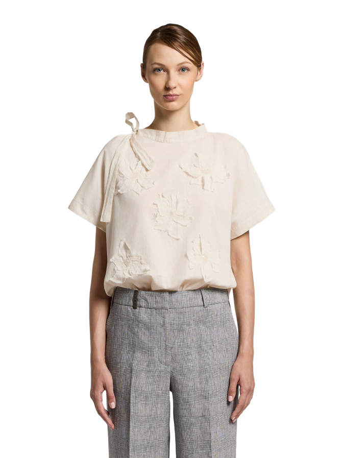 Peserico Bluse mit Blütenapplikation bei Robert Ley