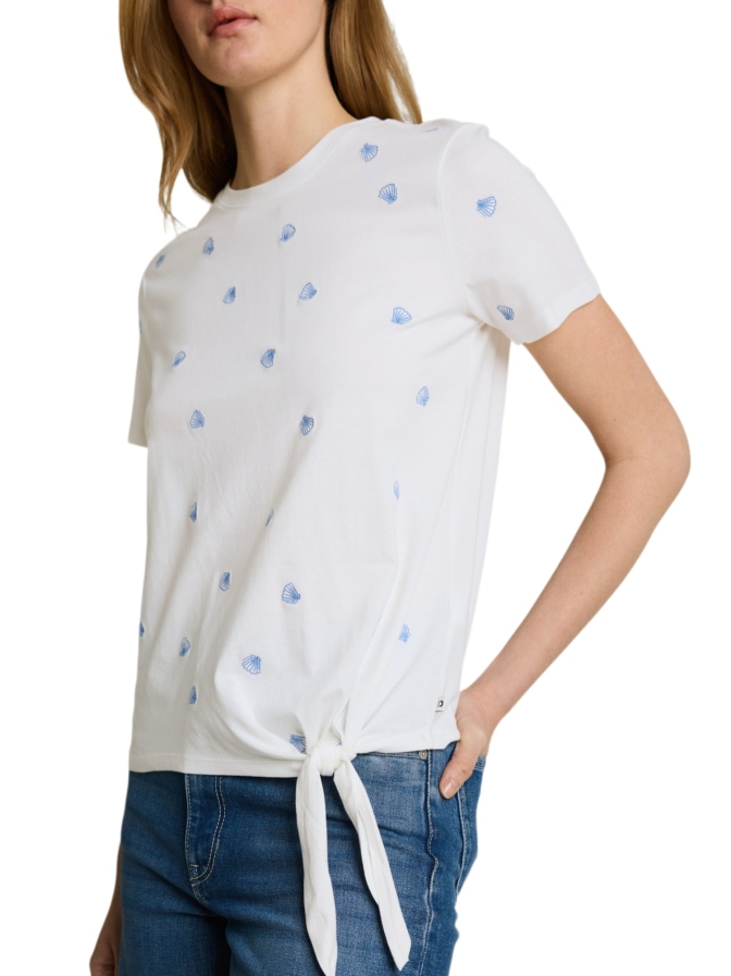 Tom Tailor Denim Besticktes T-Shirt mit Knotendetail bei Robert Ley