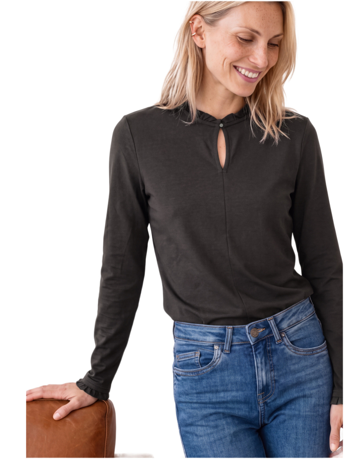 Street One Basic Langarmshirt mit Rüschen bei Robert Ley