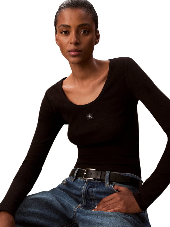 Calvin Klein Jeans Langarmshirt Woven Label bei Robert Ley