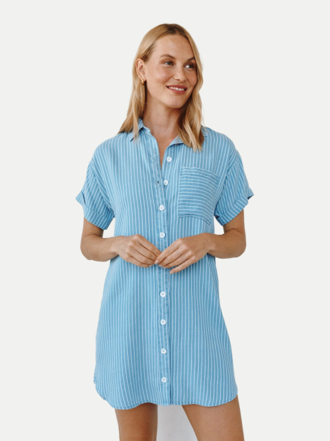 Bella Dahl Hemdblusenkleid mit aufrollbaren Ärmeln bei Robert Ley